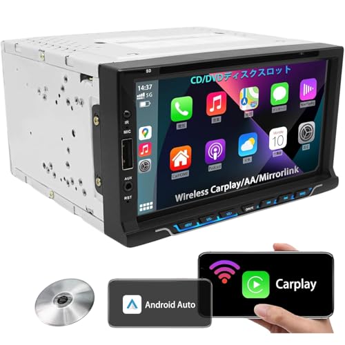 【2DIN&7インチ&DVD】KASUVAR カーオーディオ CDプレーヤー ディスク再生 30バンドEQ IPSタッチパネル Bluetooth5.0 ワイドFM/AM スマホ連携でCarPlay/AndroidAuto&ミラーリング ディスプレイオーディオ一体型ナビ バックカメラ連動 ステアリング制御 映像出入力 アンプ内蔵 ステレオレシーバー USB/SD動画音楽 技適取得【KAR7D】